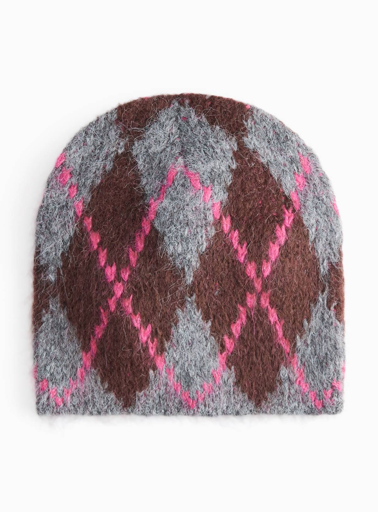 Multi-Coloured Argyle Beanie One Size - Image 3
